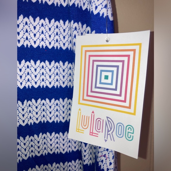 NWT LuLaRoe Small Carly Dress blue white 0832 - Picture 3 of 8